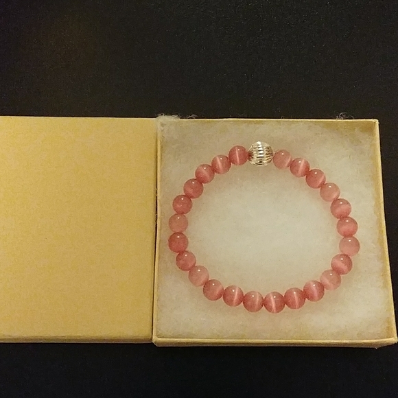 Spring Pink Cat Eye Stone Bracelet - Picture 7 of 8